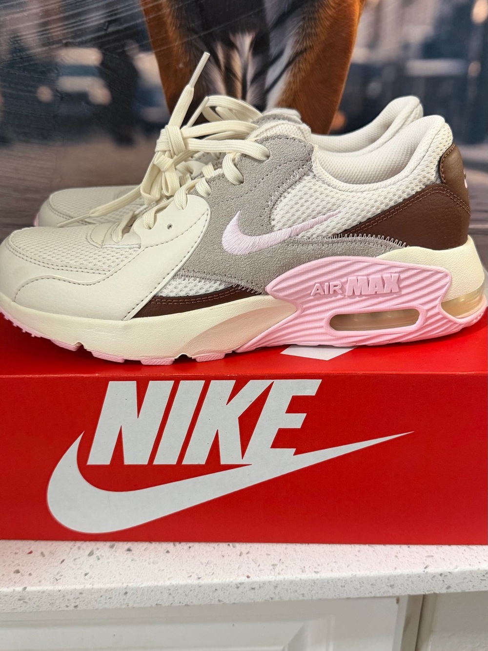Nike Air Max Women's Sneakers - Cream, Brown & Pink Accents